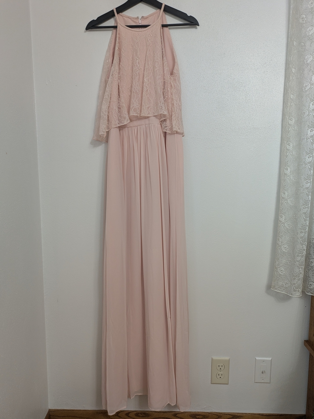 After Six Blush Pink Lace Overlay Maxi Skirt